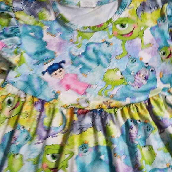 Girls Disney Boutique Monster's Inc Mike Sully Boo Blue & Green Dress Size 8-9 - Picture 6 of 11